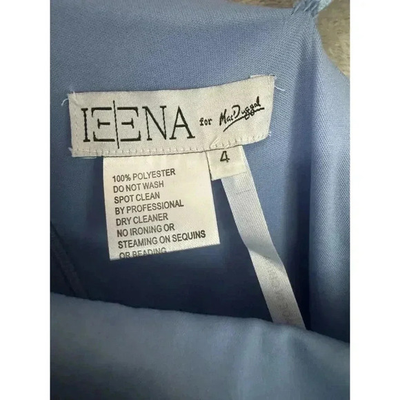 MAC DUGGAL One Shoulder Long Sleeve Satin Cocktail Blue Mini Dress Size 4 - Picture 6 of 9